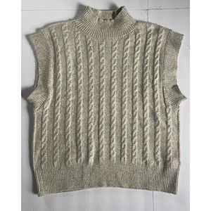 Cupcakes and Cashmere Vest Womens Small Tan Mock Neck Cable Knit Sweater